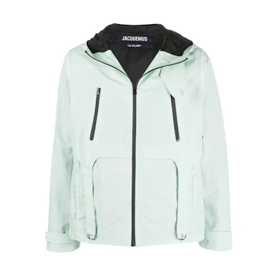 Jacquemus SS22 Lightweight Solid Green Hooded Zip Jacket 216BL0041014510