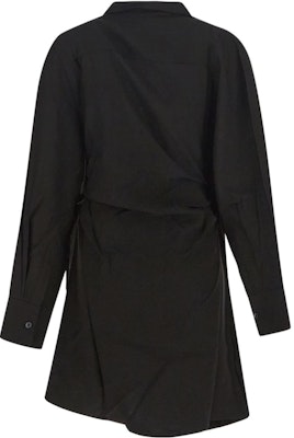 Jacquemus SS22 Minimalist Black Long Sleeve Dress with Ruched Details 21H213DR0091020 Lookbook Jacquemus SS22 Minimalist Black Long Sleeve Dress with Ruched Details 21H213DR0091020