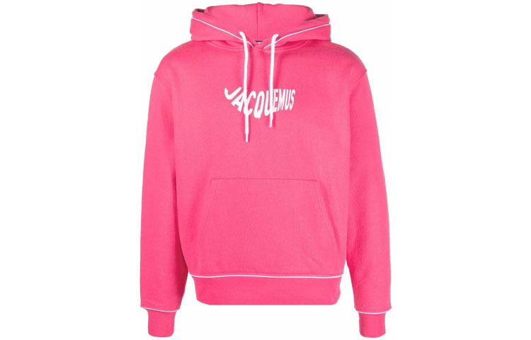 Jacquemus SS22 Pink Unisex Hoodie with Solid Color Logo Print Pullover Design 225JS03322104AN