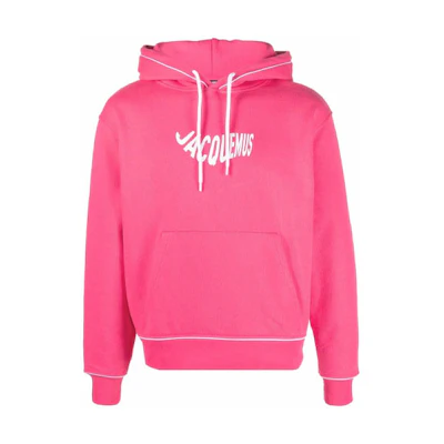 Jacquemus SS22 Pink Unisex Hoodie with Solid Color Logo Print Pullover Design 225JS03322104AN