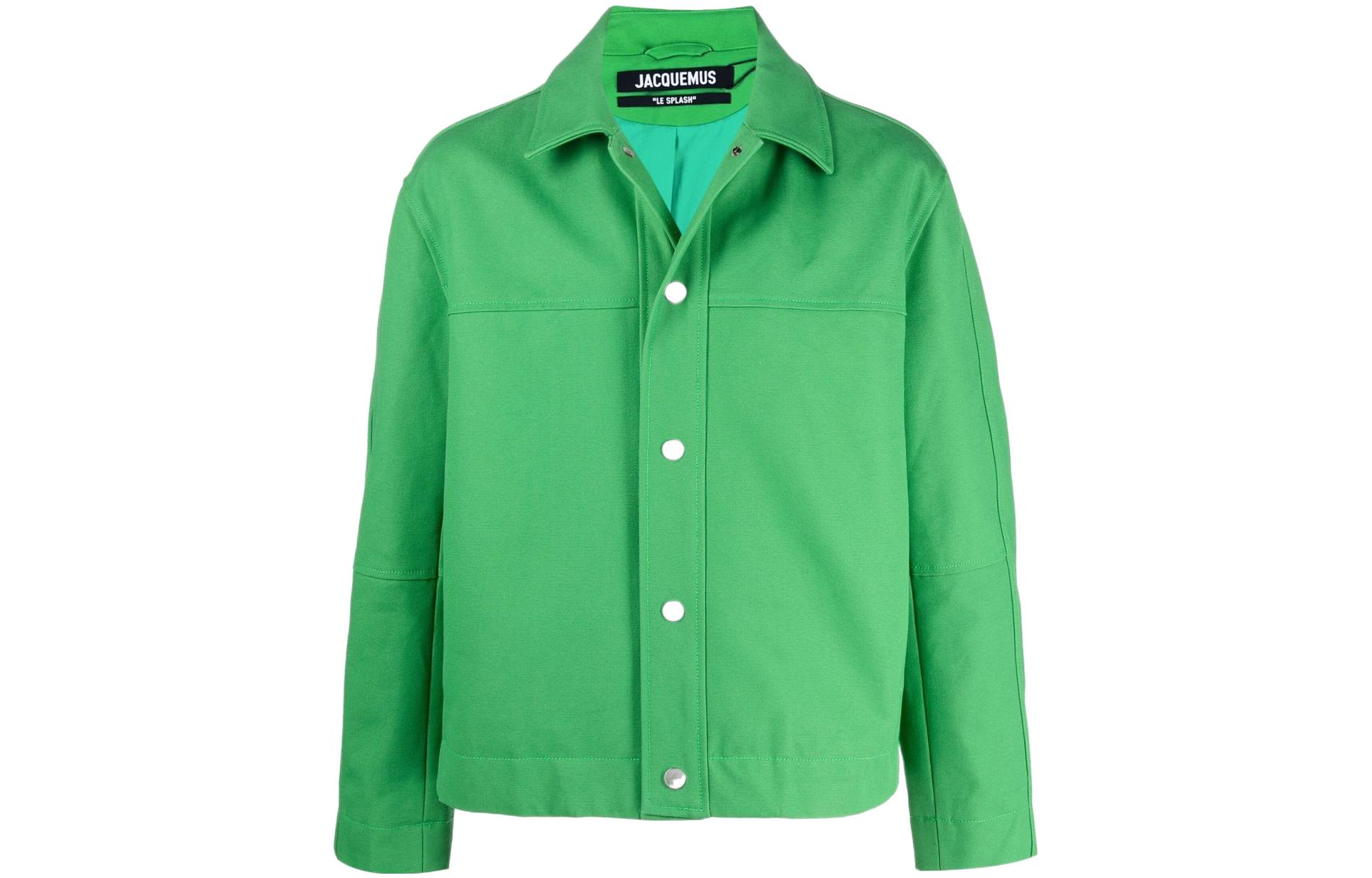 Jacquemus SS22 Snap-Button Shirt-Style Jacket Green 22E225BL0021047