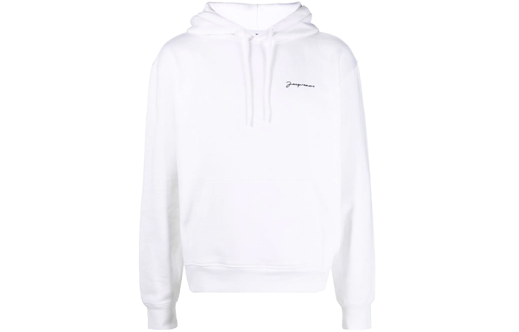 Jacquemus SS22 Solid Color Logo Embroidered Hoodie White 216JS3002210100