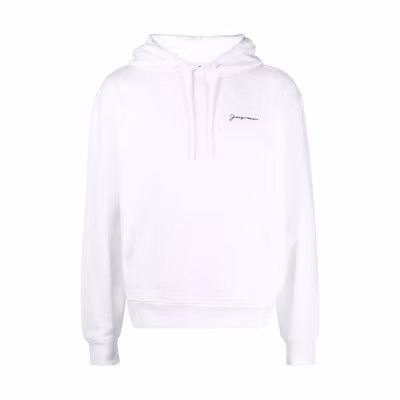 Jacquemus SS22 Solid Color Logo Embroidered Hoodie White 216JS3002210100