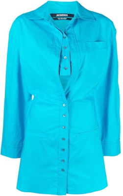 Jacquemus SS22 Solid Color Long Sleeve Shirt Dress Blue 221DR0121012340 Buy Jacquemus SS22 Solid Color Long Sleeve Shirt Dress Blue 221DR0121012340