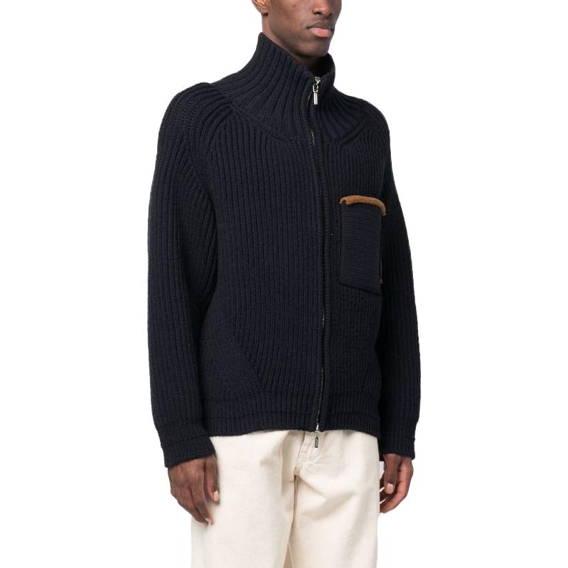 Purchase Jacquemus SS23 Jaket Cardigan Sweatshirt Biru High-Neck. 235KN1202243NAVY