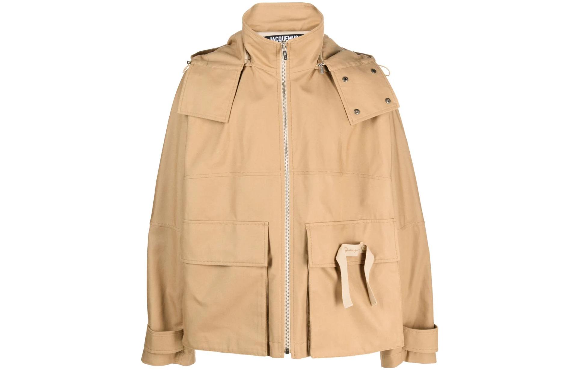Jacquemus SS23 Khaki Solid Color Zip-Up Hoodie Jacket with Pockets 235BL0191383150