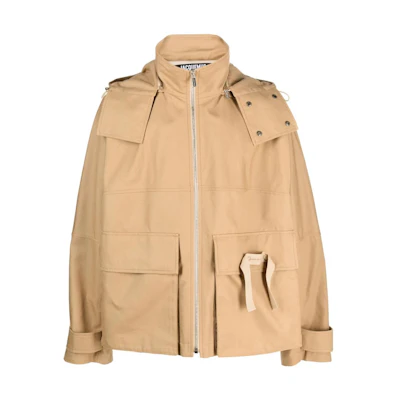 Jacquemus SS23 Khaki Solid Color Zip-Up Hoodie Jacket with Pockets 235BL0191383150