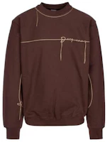 Jacquemus SS23 Solid Stitch Detail Crewneck Long Sleeve Sweatshirt Brown 23E235JS1132048880 Jacquemus SS23 Solid Stitch Detail Crewneck Long Sleeve Sweatshirt Brown 23E235JS1132048880