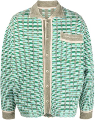 Jacquemus SS23 Waffle Knit Button-Up Green Cardigan Sweater for Men. 235KN1142248050 Order Jacquemus SS23 Waffle Knit Button-Up Green Cardigan Sweater for Men. 235KN1142248050
