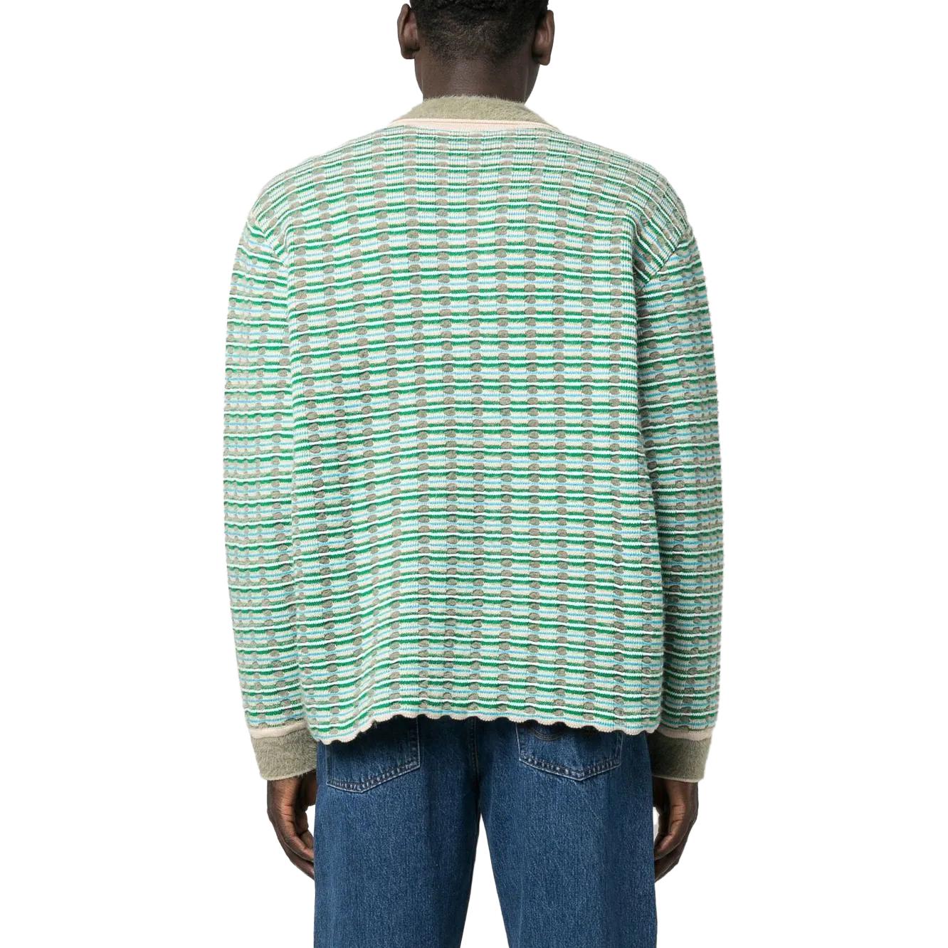 Shop Jacquemus SS23 Waffle Knit Button-Up Green Cardigan Sweater for Men. 235KN1142248050