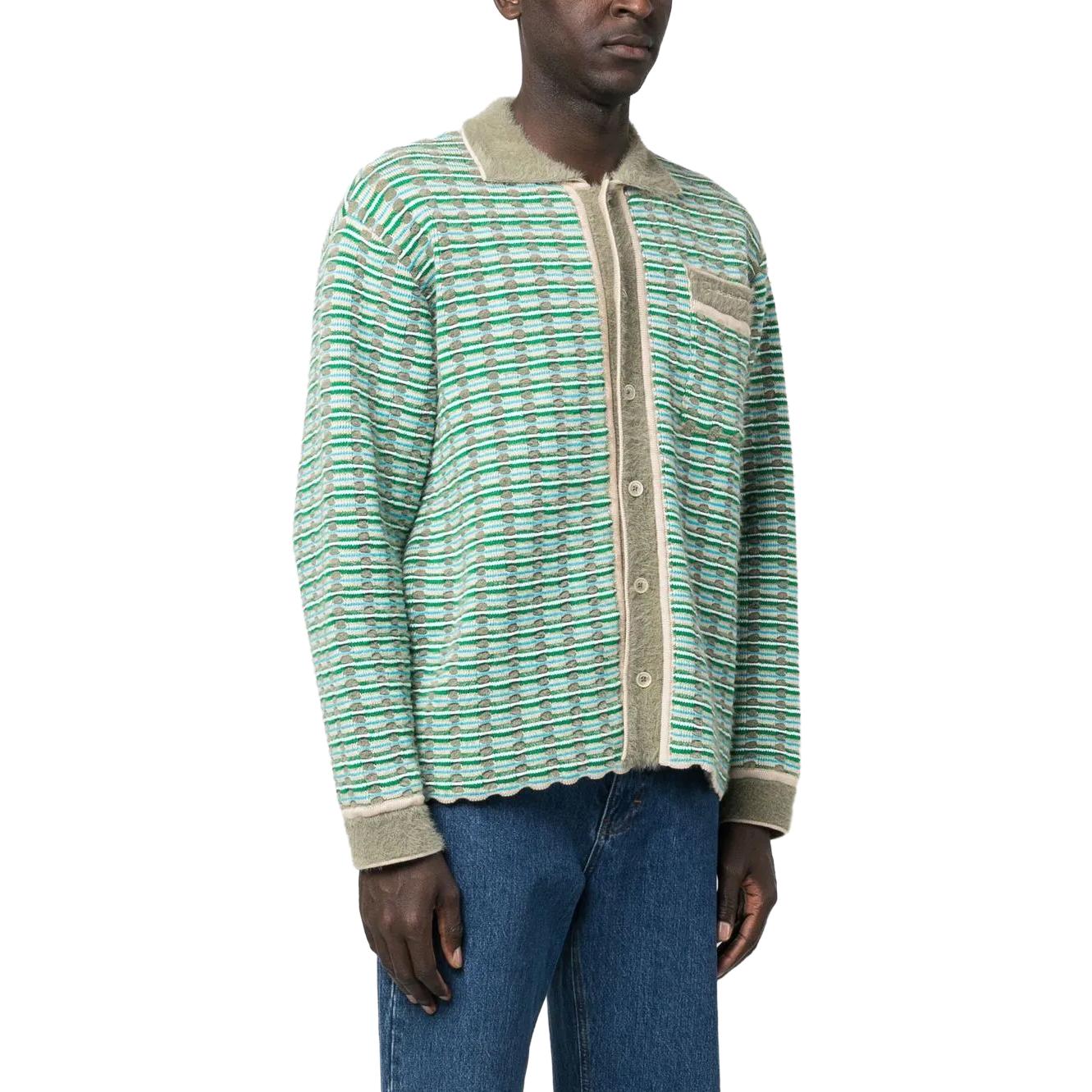 Purchase Jacquemus SS23 Waffle Knit Button-Up Green Cardigan Sweater for Men. 235KN1142248050