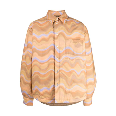Jacquemus Striped Yellow Button-Up Long Sleeve Jacket 216SH10413568CE
