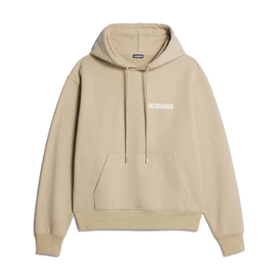 Jacquemus Unisex Solid Color Hoodie with Logo Print in Khaki 226JS210-2120-530