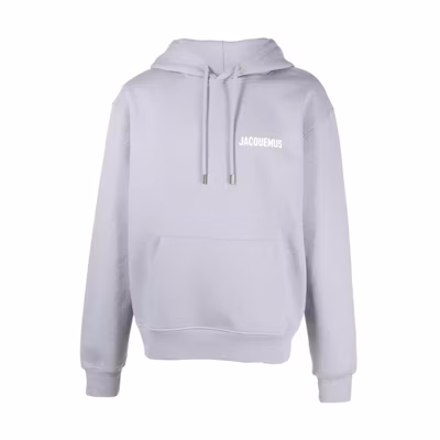 Jacquemus Unisex Solid Color Logo Print Pullover Hoodie Grey 226JS210D2120GREY