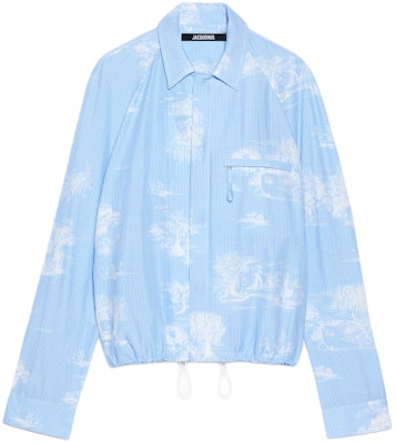 Jacquemus Vichy Bomber Shirt Blue Long-Sleeve Button-Up Raglan Collar. 236SH059-1499-3BV Order Jacquemus Vichy Bomber Shirt Blue Long-Sleeve Button-Up Raglan Collar. 236SH059-1499-3BV