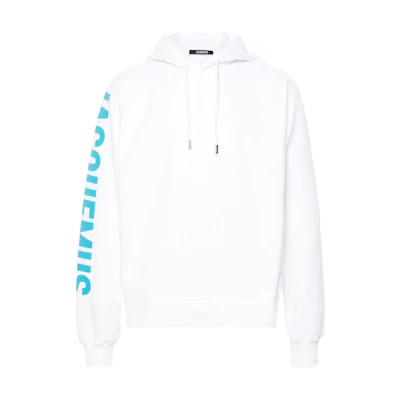 Jacquemus White Hoodie with Logo Print and Long Sleeves 245JS2342341010