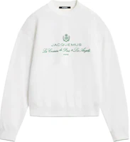 Jacquemus White Letter Logo Crewneck Long-Sleeve Sweatshirt 255KN544-2427-1IN Jacquemus White Letter Logo Crewneck Long-Sleeve Sweatshirt 255KN544-2427-1IN