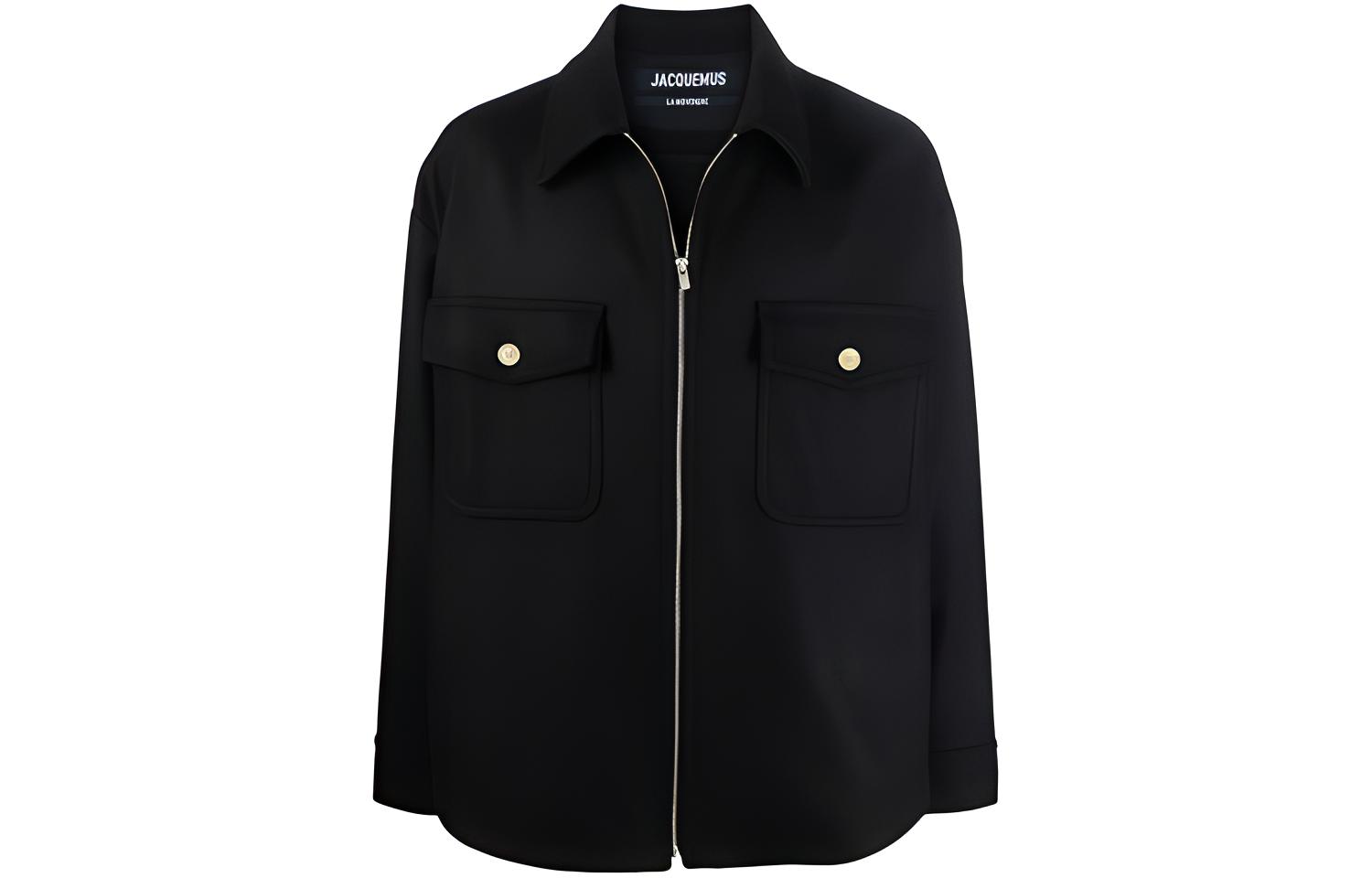 Jacquemus Zip-Up Shirt Jacket Black 216BL12216130990