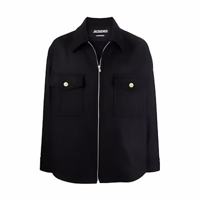 Jacquemus Zip-Up Shirt Jacket Black 216BL12216130990