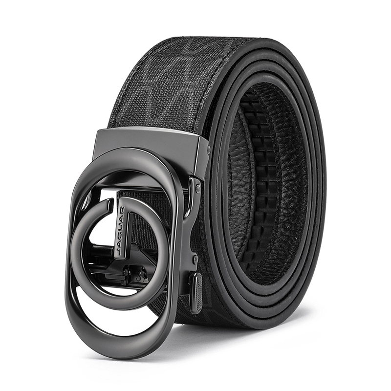 Jaguar Automatic Buckle Leather Belt Gift Set - Black, 3.5cm Width. JX3221540153