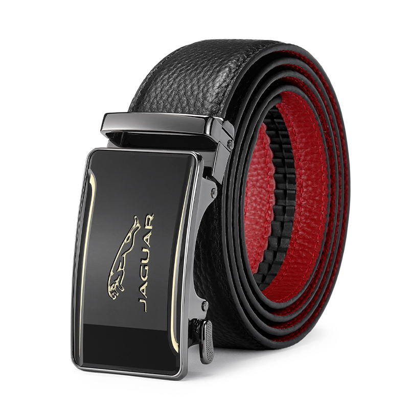 Jaguar Black Business Leather Belt with Auto Buckle, 3.5cm Wide. JX3224300253