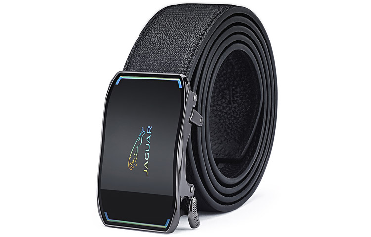 Jaguar Black Leather Belt, Automatic Buckle, Business Gift Box, 3.55cm Wide JX3220020153