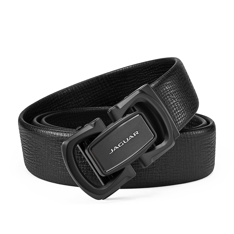 Jaguar Black Leather Belt for Men - Sleek Hollow Design, 3.5cm Width. JX3224590153