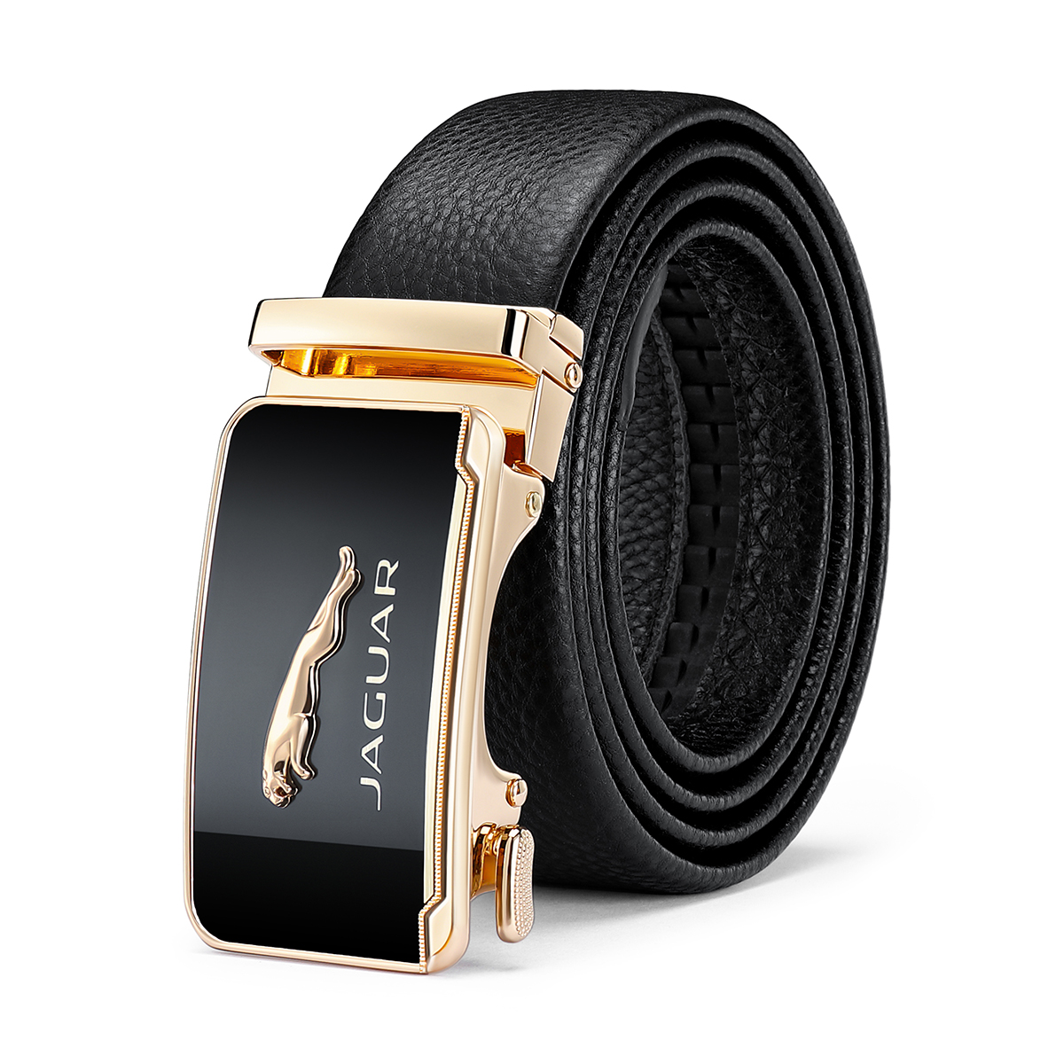 JAGUAR Genuine Leather Auto Buckle Belt - Black, 3.55CM, Stylish & High-End JX3221370153