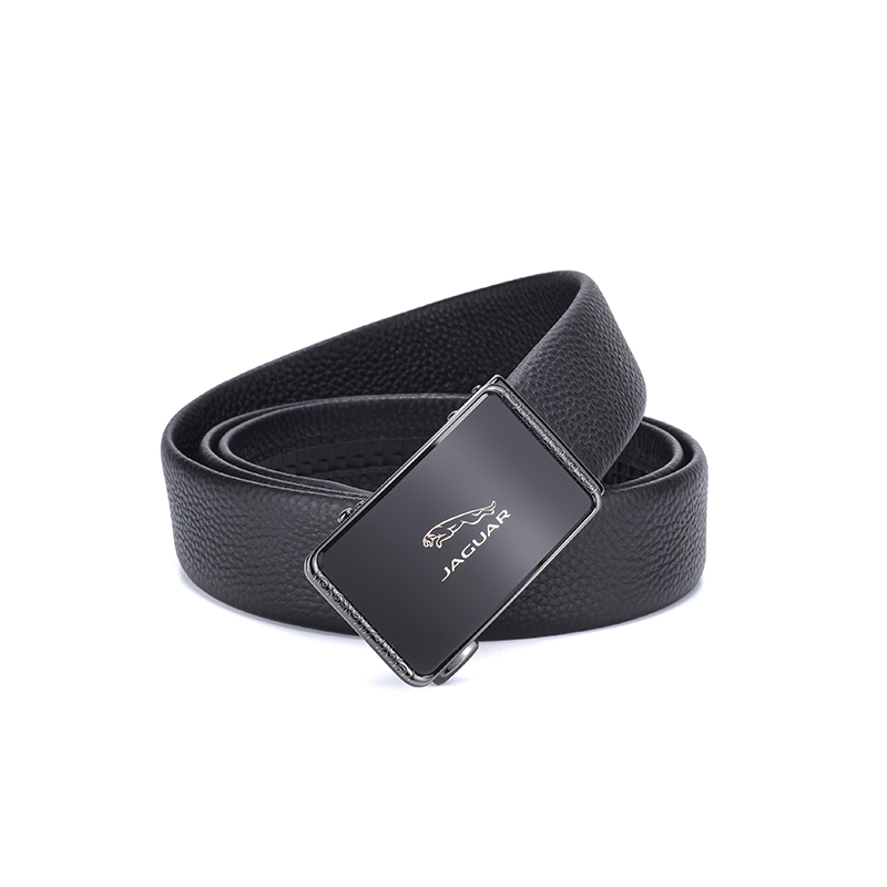 Jaguar Luxury Leather Belt, Black, Business Casual, Auto Buckle, 3.5cm. JX3T230010153
