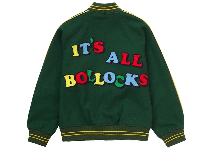 Jamie Reid/Supreme It's All Bollocks Varsity Jacket Dark Green