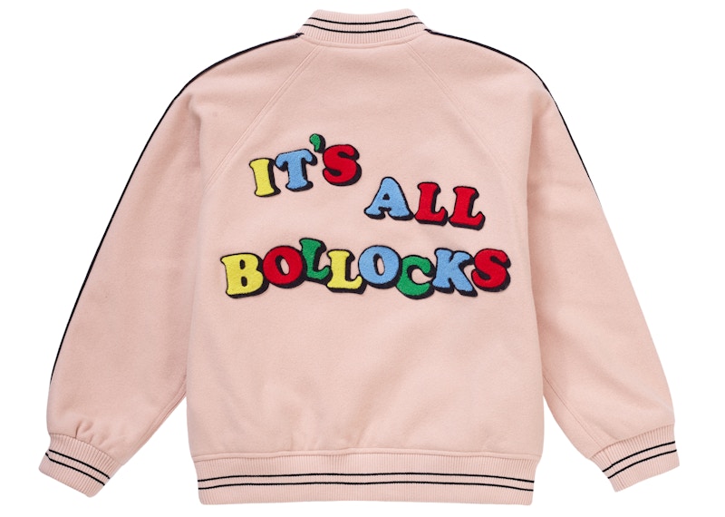 Jamie Reid/Supreme It's All Bollocks Varsity Jacket Dusty Pink