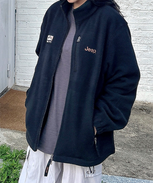 Order Jeep 2WAY Retro Mountain 1941 Fleece Jacket Zip-Up JR5TZU191BK