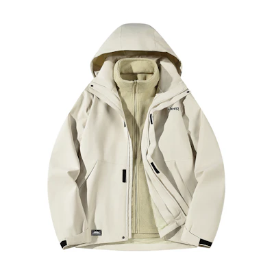 Jeep 3-in-1 Letter Print Hooded Waterproof Windproof Jacket Unisex P844MWJ335