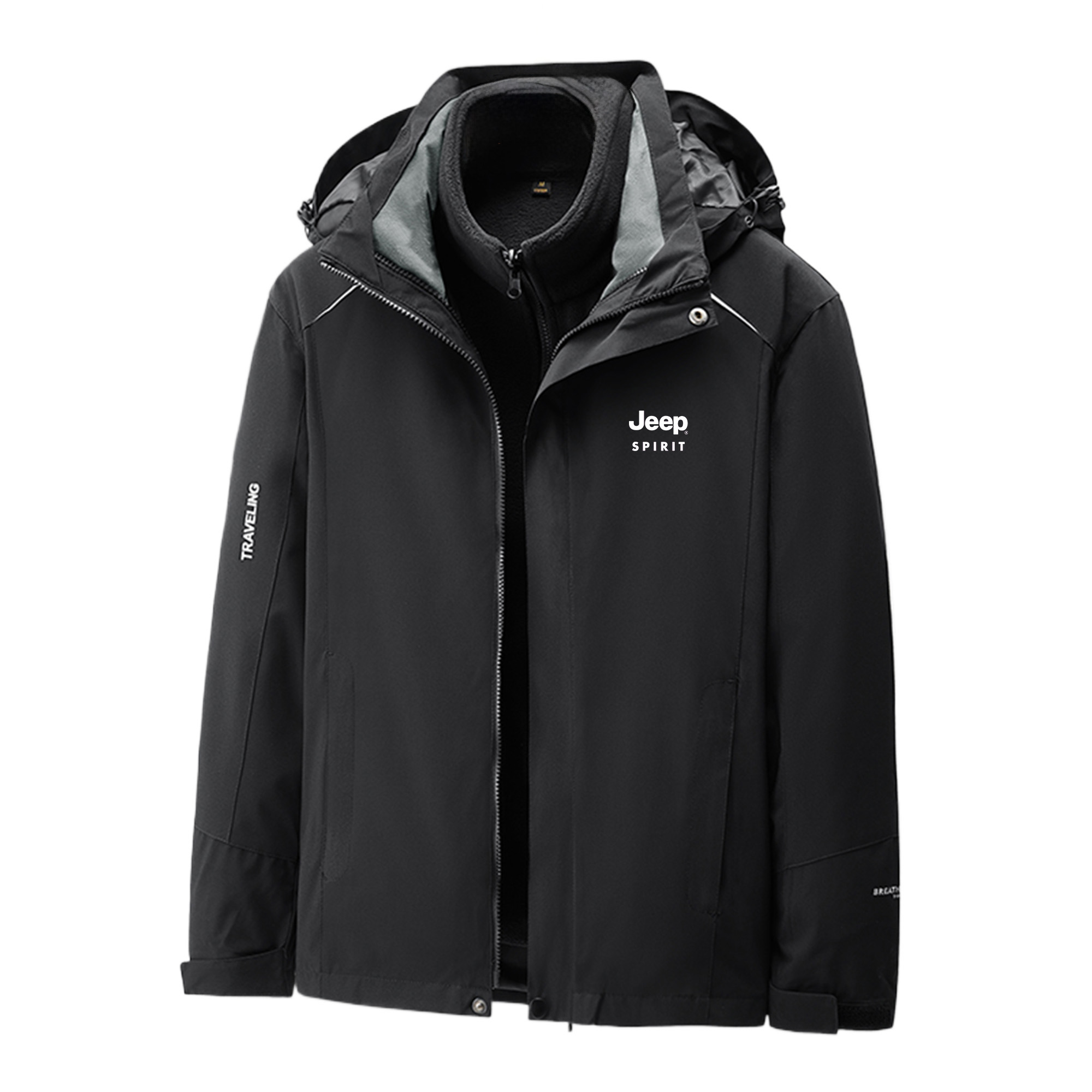 Jeep 3-in-1 Water-Resistant Hooded Jacket Unisex - Casual, Durable, Wrinkle-Resistant EJP1855F032