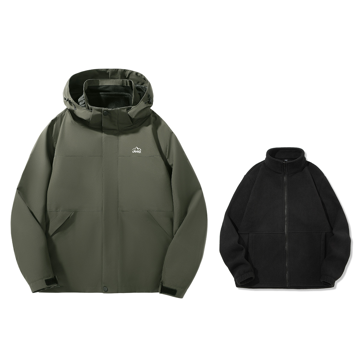 Jeep 3-in-1 Waterproof Windproof Detachable Hood Colorblock Jacket Unisex P841MWJ485