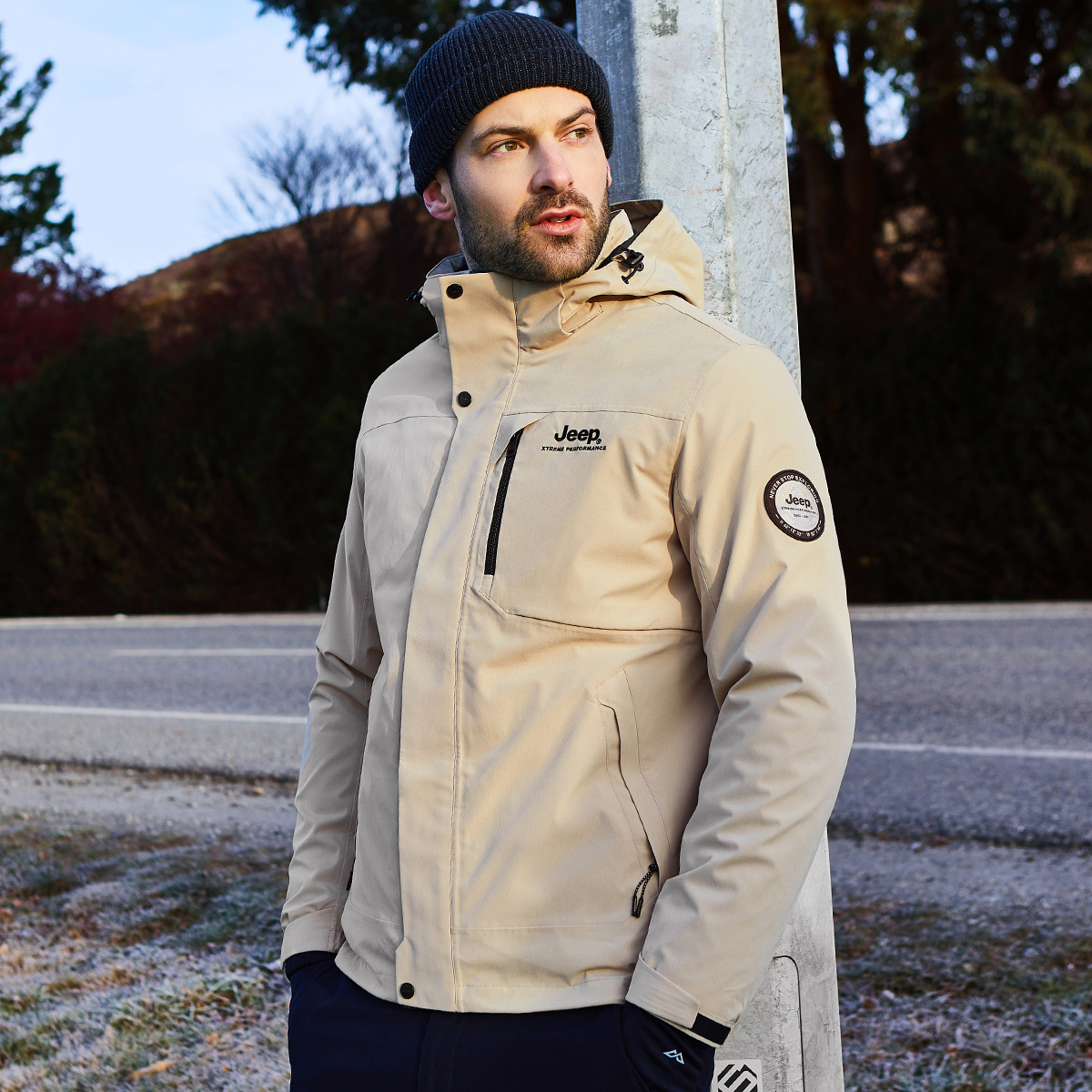 Cheap Jeep 三合一防水防风连帽户外夹克 J232094082P