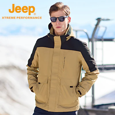 Jeep 三合一户外防风防水连帽羽绒服 DWJ142094074 3