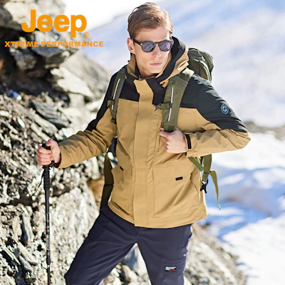 Jeep 三合一户外防风防水连帽羽绒服 DWJ142094074 4