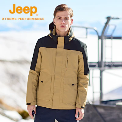 Jeep 三合一户外防风防水连帽羽绒服 DWJ142094074 5