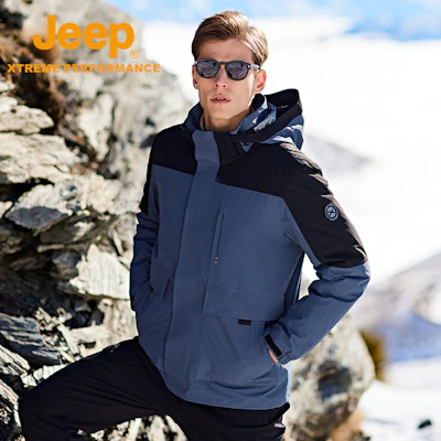 Jeep 三合一户外防风防水连帽羽绒服 DWJ142094074 11