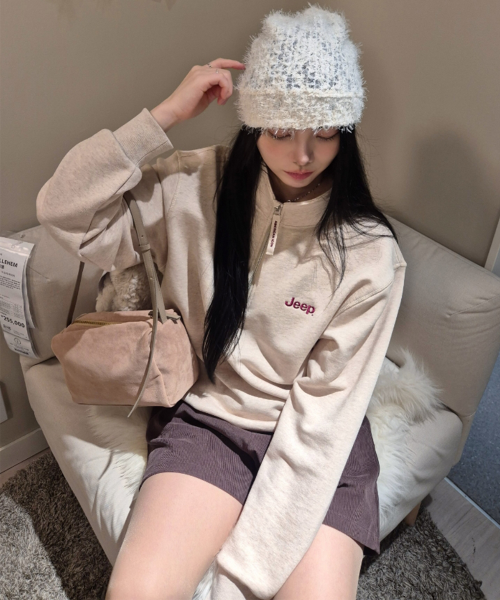 Shop Jeep [360g] M Logo 半拉鍊大學T恤 JR5TSU838CE