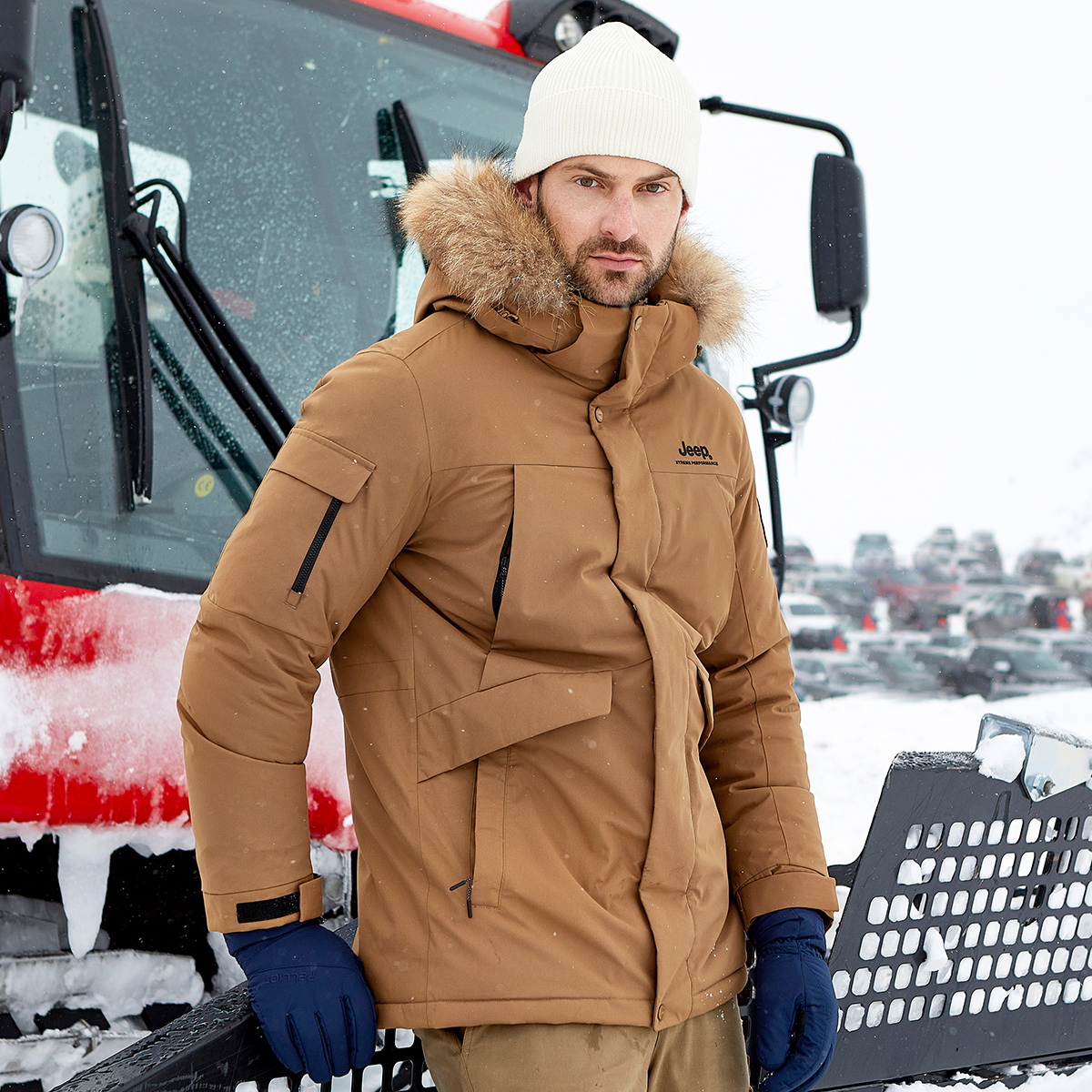 Jeep  Mid-Length Down Jacket with Detachable Raccoon Fur Collar Logo. J242094799 圖 17