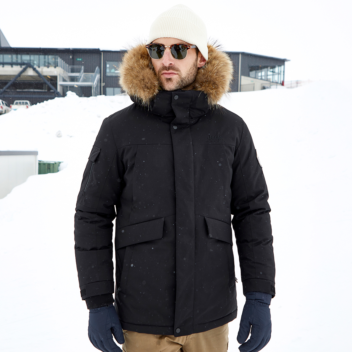 Jeep  Mid-Length Down Jacket with Detachable Raccoon Fur Collar Logo. J242094799 圖 3