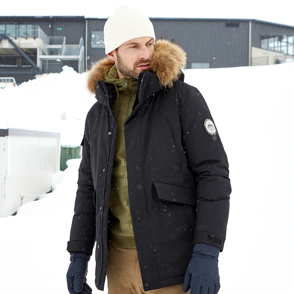 Jeep  Mid-Length Down Jacket with Detachable Raccoon Fur Collar Logo. J242094799 圖 6