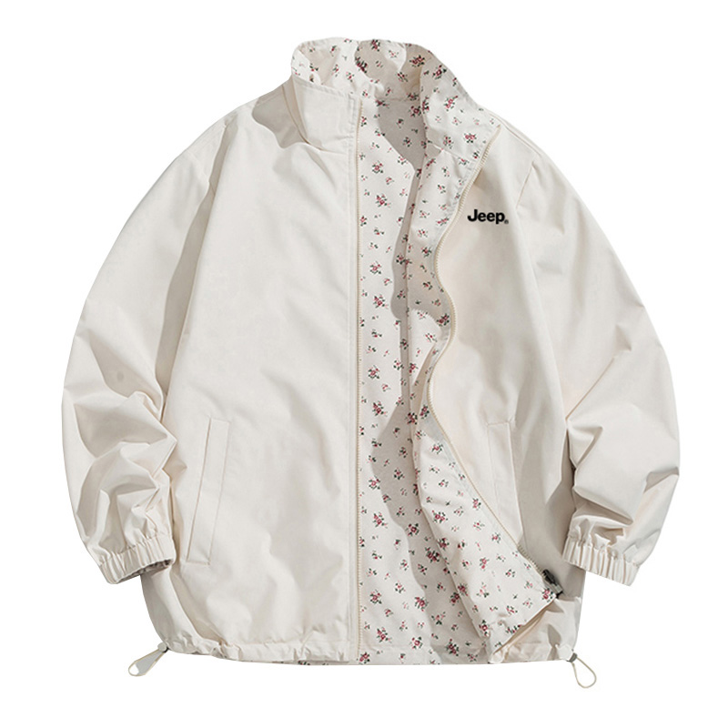 Jeep All-Over Letter Print Reversible Lightweight Casual Jacket Unisex P843MWJ1568