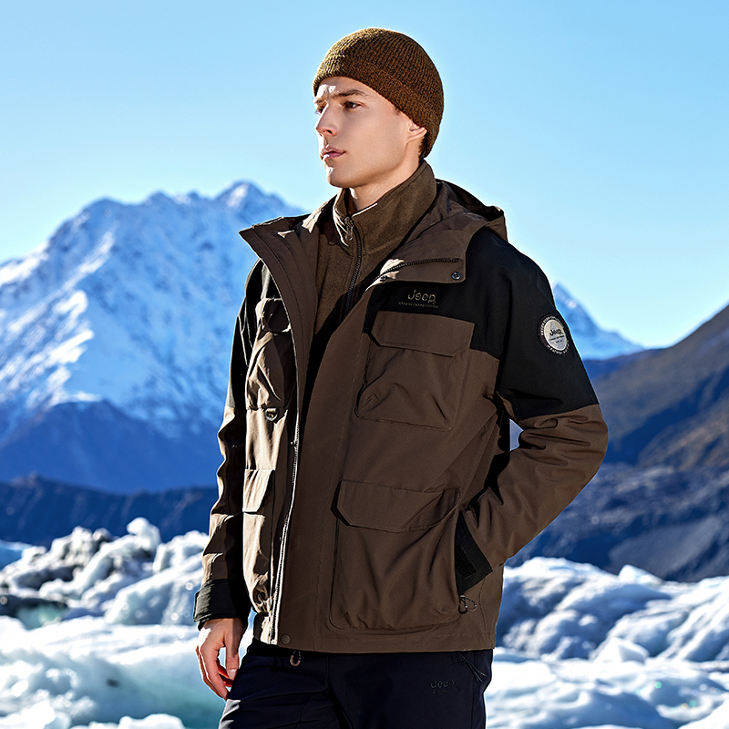 Cheap Jeep全天气防风防水透气抓绒连帽夹克男女款 J432094086