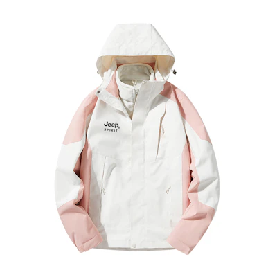 Jeep Alphabet Print Detachable Hood 3-in-1 Jacket - Unisex Fall Winter Coat JPS-JK-23AW34191