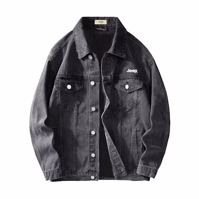 Jeep American Logo Print Short Button-Up Jacket Unisex Long Sleeve P843MWJ879