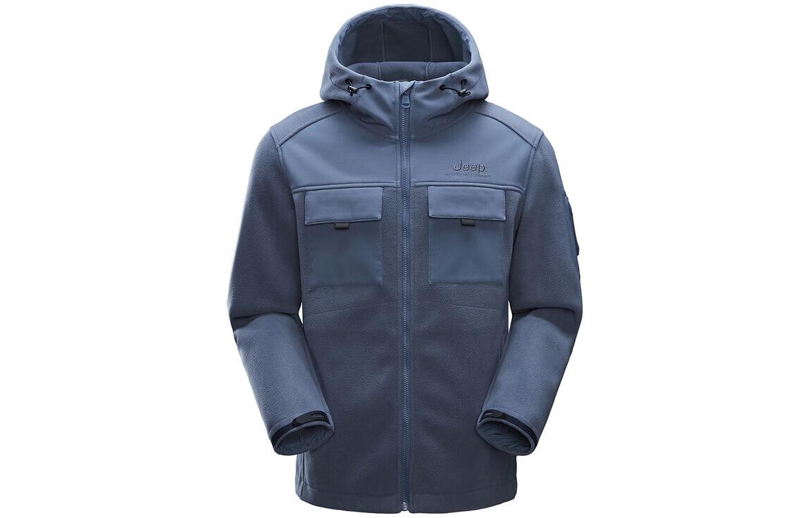Jeep Anti-Pilling Fleece Outdoor Hooded Jacket for Men J232094211