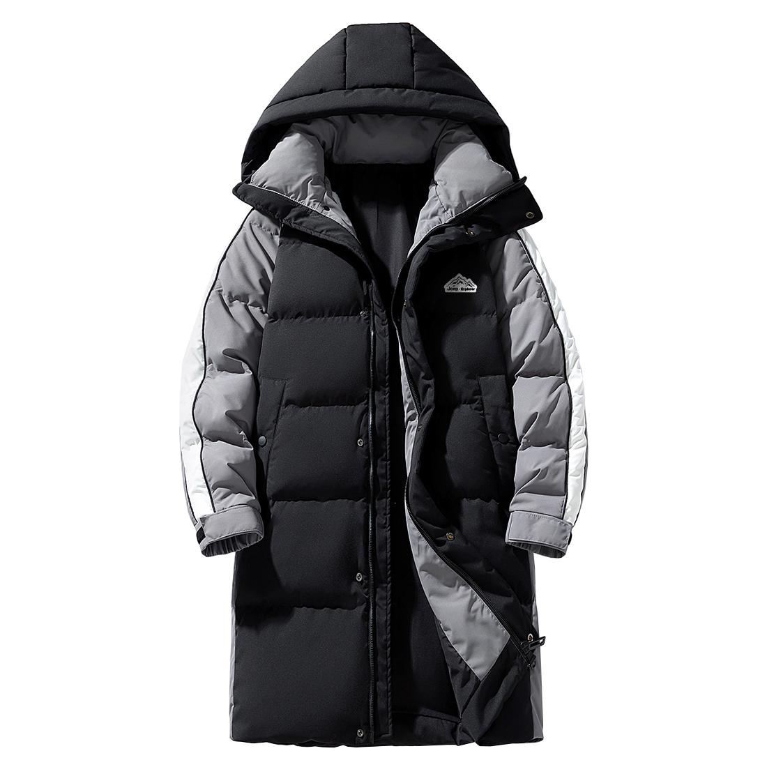 Jeep Armor Series Unisex Long Colorblock Hooded Down Jacket for Winter Warmth P74JMWD416